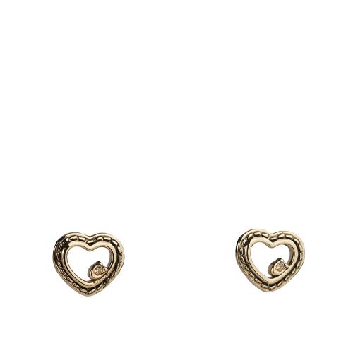 COACH C Logo 鏤空縫線愛心造型針式耳環(金色)