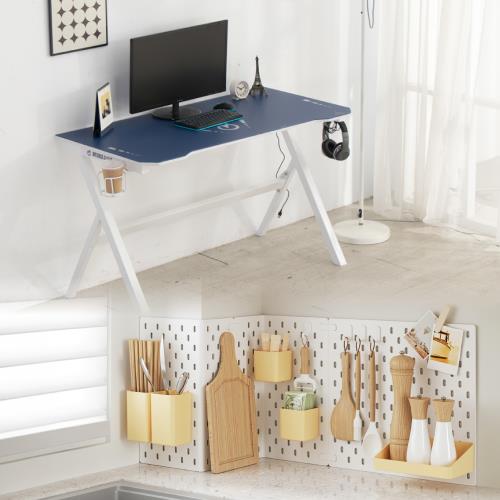 【好氣氛家居】組合120CMLED電競風元素電腦桌+洞洞板直立式收納置物架(電競桌/辦公桌/休閒桌/工作桌/餐桌)