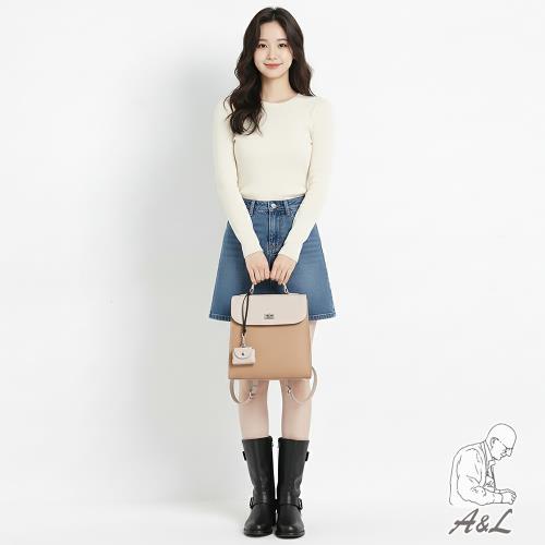 【A&L老工匠】真皮NAPPA牛皮韓版氣質Oni後背包-白杏色