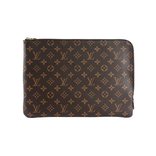 二手商品9.8成新_LV Etui Voyage GM L 型拉鍊大款手拿包(桃紅色)