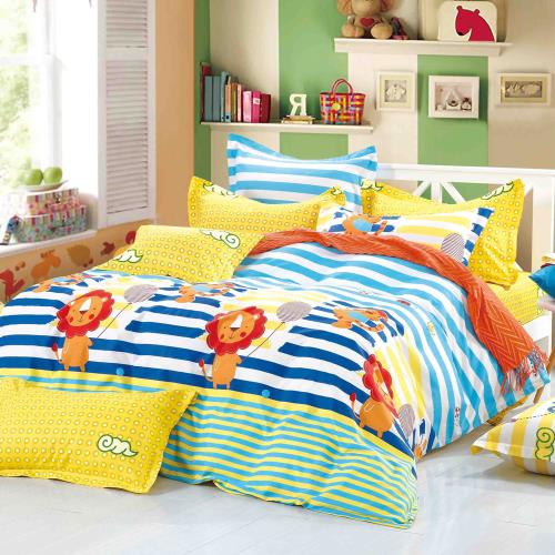 台灣製 精梳純棉 加大床包被套四件組-快樂假日