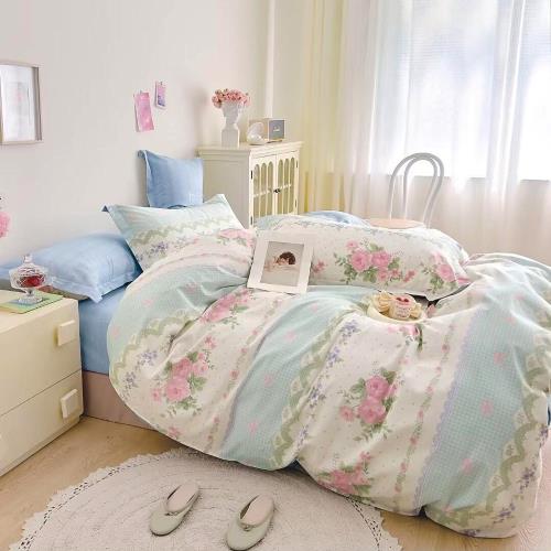 台灣製 精梳純棉 單人床包枕套兩件組-曉春物語