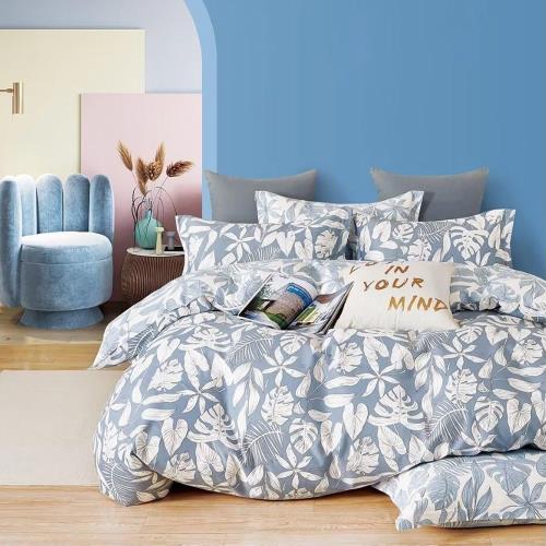 台灣製 精梳純棉 單人床包枕套兩件組-沐雅清風