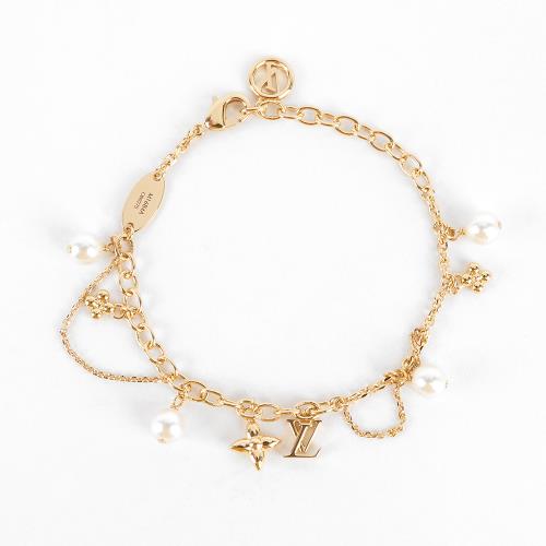 展示商品_LV Blooming 珍珠及標誌墜飾手鍊(金色/白色)
