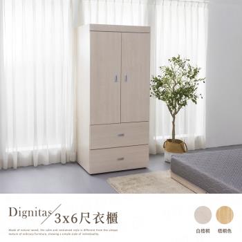 【H&D東稻家居】DIGNITAS狄尼塔斯3X6尺衣櫃/2色/梧桐色/白梧桐(MIT 臺灣製 衣櫃 衣櫥)