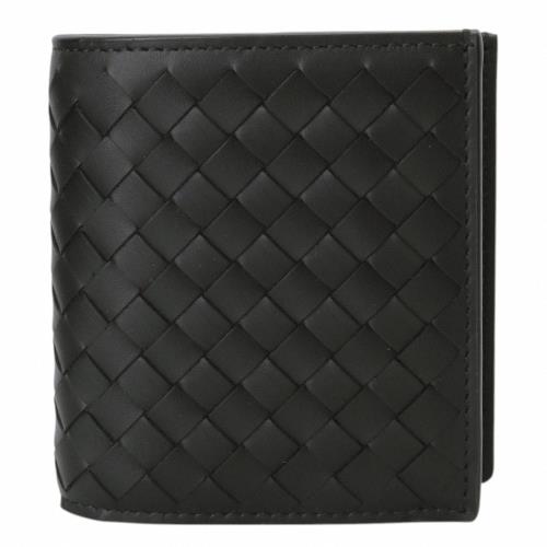 BOTTEGA VENETA-經典編織小羊皮對開直式短夾(黑色)