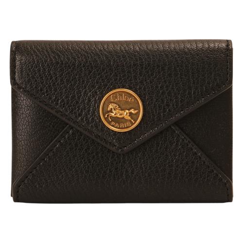 CHLOE- 粒面山羊皮皮革信封式卡夾(黑)