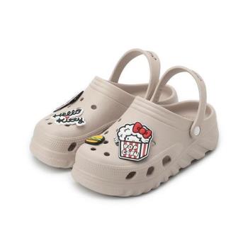 HELLO KITTY 鞋釦厚底洞洞鞋 棕粉 女鞋 鞋全家福