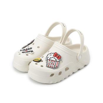 HELLO KITTY 鞋釦厚底洞洞鞋 米白 女鞋 鞋全家福
