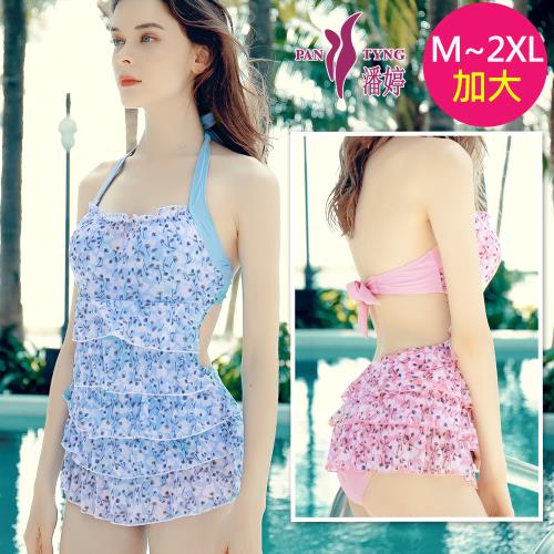 PanTyng潘婷 加大連身萊克泳裝 藍粉甜心(M-2XL)612