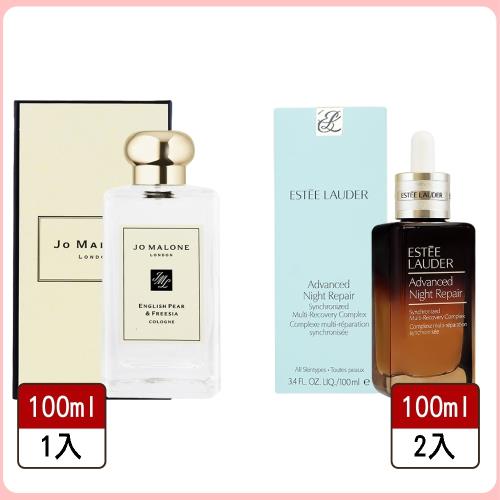 Jo Malone香水100ml 英國梨與小蒼蘭+【Estee Lauder雅詩蘭黛】特潤超導全方位修護露 小棕瓶100ml*2入組