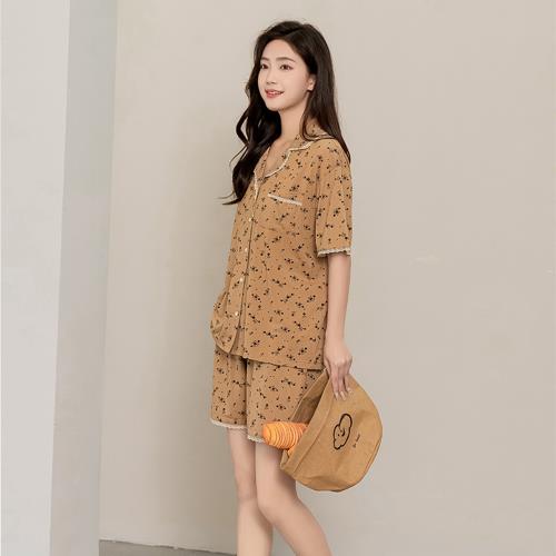 Hygieia天絲莫代爾+棉小碎花短袖短褲居家睡衣套裝H24136