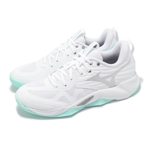 Mizuno 排球鞋 Wave Momentum Pro 女鞋 白 綠 緩衝 室內運動 羽排鞋 美津濃 V1GC2540-45