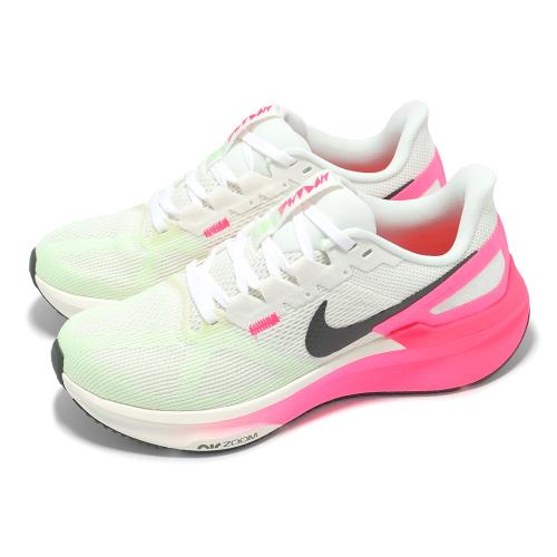 Nike 慢跑鞋 Wmns Air Zoom Structure 25 女鞋 米白 粉紅 支撐 緩震 運動鞋 IB7452-100