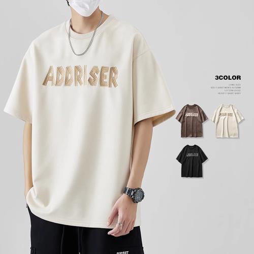 CS22 刺繡簡約重磅圓領T恤 