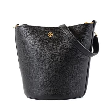 TORY BURCH BLAKE 荔枝紋磁釦肩背/斜背二用水桶包-黑色