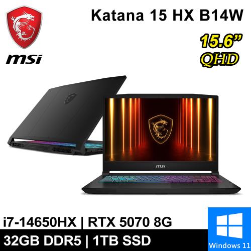 微星 Katana 15 HX B14WGK-059TW-SP4 15.6吋 黑(i7/16G+16G/1T/RTX5070 8G/W11)特仕筆電