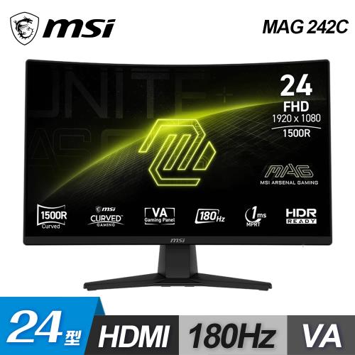 【MSI 微星】MAG 242C 24型 180Hz VA 曲面電競螢幕