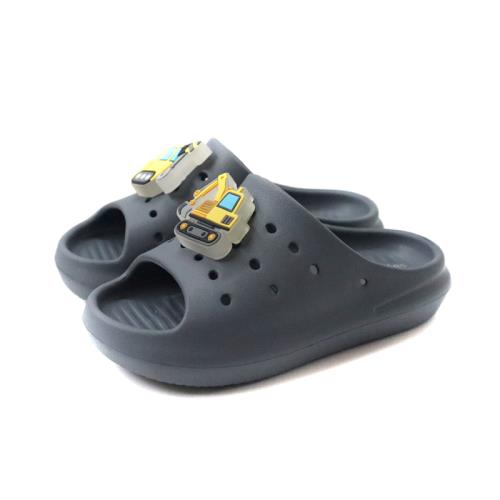 兒童拖鞋 交通世界-工程車 電燈拖鞋 中童 灰色 ASKS50309 no238