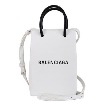 BALENCIAGA 巴黎世家 593826 Shopper 品牌LOGO兩用迷你紙袋包.白