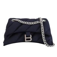 BALENCIAGA 巴黎世家 782088 CRUSH 絎縫布面翻蓋沙漏包/鍊包.黑