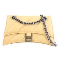 BALENCIAGA 巴黎世家 716351 CRUSH 揉製牛皮翻蓋沙漏包/鍊包.淡黃