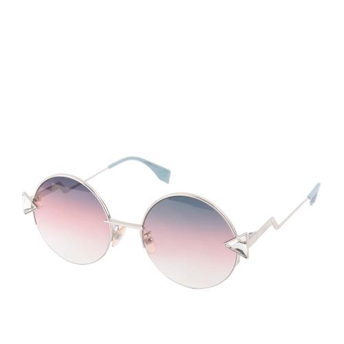 二手商品9成新_FENDI 三角水鑽圓框墨鏡(藍色)