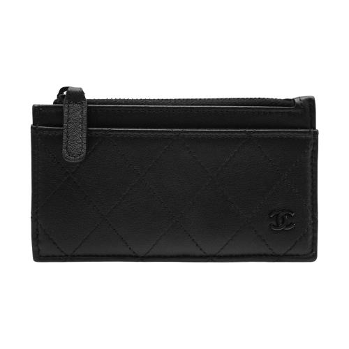 Chanel So Black 小牛皮卡片零錢包(AP3823-黑)