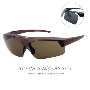 【SINYA】上翻式墨鏡 可外掛式套鏡 茶框茶片 輕量/抗UV400/PC防爆鏡片/可套鏡/遮陽/臺灣製 N05