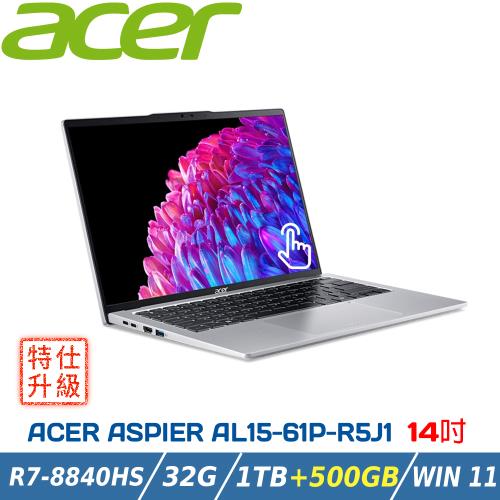 【特仕升級】ACER Swift GO SFG14-73T-96UZ 銀(Ultra 9 185H/32G/1T+500GB/W11/WUXGA