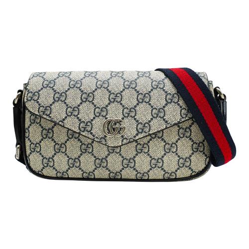 Gucci Ophidia GG 帆布迷你翻蓋肩背/斜背包(764961-藍黑)