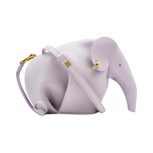 Loewe 展示品 牛皮玉石耳環迷你大象包(紫)