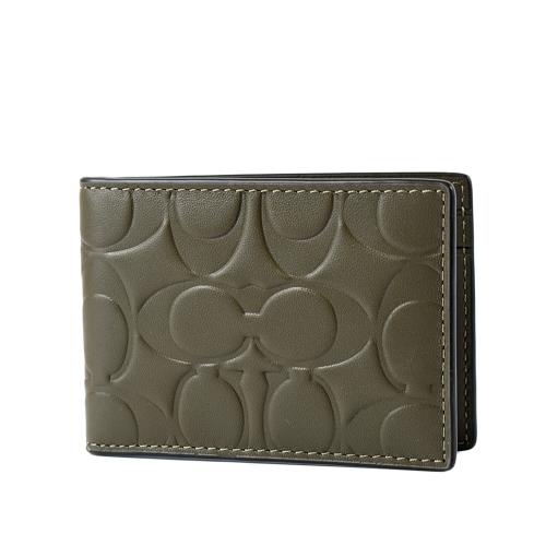 COACH 男款 內雕LOGO證件/名片夾-綠色