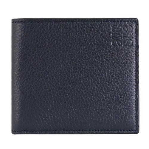LOEWE 品牌烙印LOGO荔枝紋牛皮對開8卡短夾.深藍|LOEWE|ETMall東森購物網