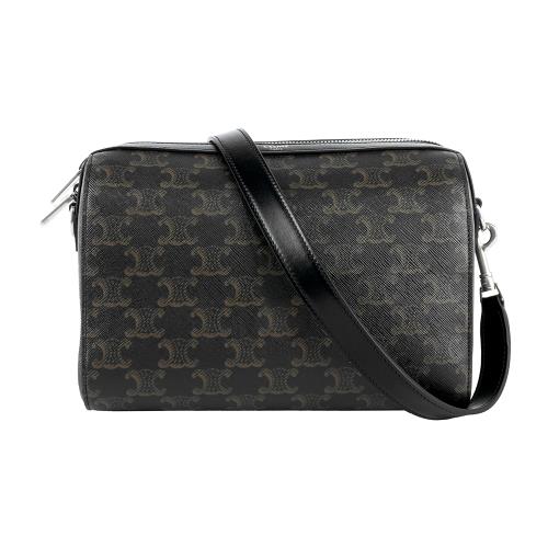 CELINE 凱旋塗層帆布迷你波士頓包(黑色)