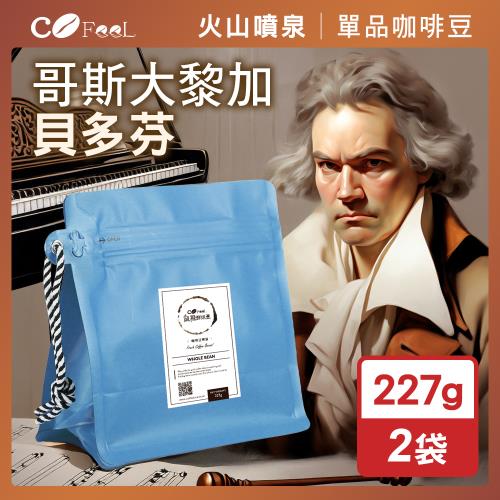 CoFeel 凱飛鮮烘豆哥斯大黎加貝多芬酵素水洗咖啡豆一磅-淺中烘焙(227gx2袋)