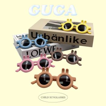 【GUGA】偏光兒童太陽眼鏡 兔耳造型款 霧面質感 橡膠兒童墨鏡 UV400 抵抗紫外線 063