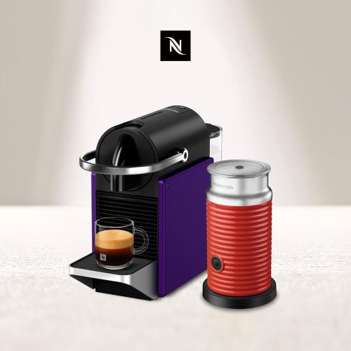 下單再折★新品上市【Nespresso】膠囊咖啡機 Pixie 紫愛你限量色 + 白色奶泡機組合