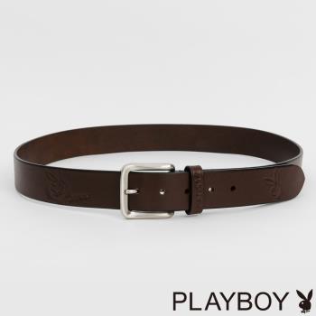 PLAYBOY - 兔頭烙印皮帶 皮帶系列 - 咖啡色