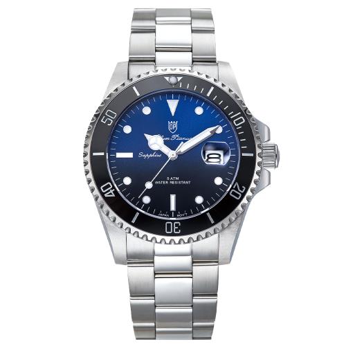 【Olym Pianus奧柏】陶瓷運動潛水石英男錶 899831GS 藍黑漸層