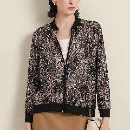 【OUBOGJ歐帛】★法式花漾鏤空絲感外套(女裝/薄外套/防曬外套)