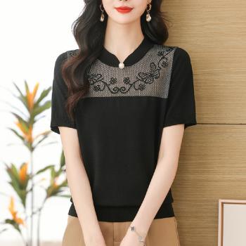 【LANNI 藍尼】★古典冰絲針織上衣(女上衣/休閒/百搭/T恤/短袖)