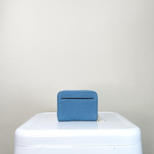 【M2nd】繽堀經典方形鴕鳥零錢包(藍-T05A)