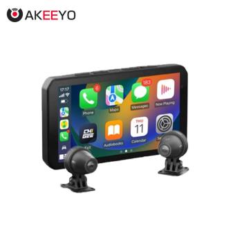 AKEEYO AIO 5 LITE CARPLAY＋BSD 智慧機車行車紀錄器+64G記憶卡(carplay+BSD盲區偵測+內建測速+停車監控)