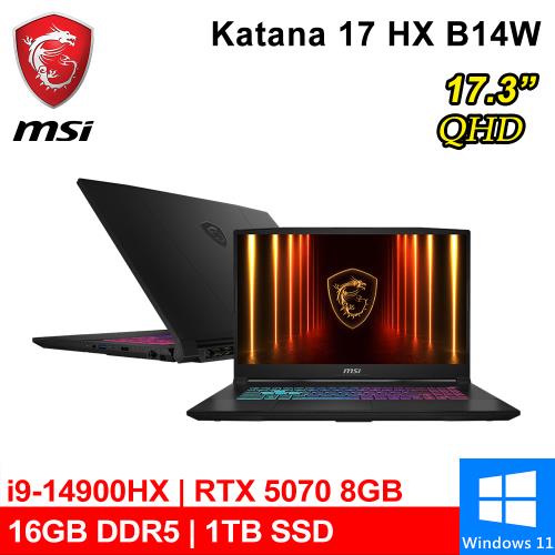 微星 Katana 17 HX B14WGK-037TW 17.3吋 黑(i9-14900HX/16G/1TB/RTX5070 8G/W11)