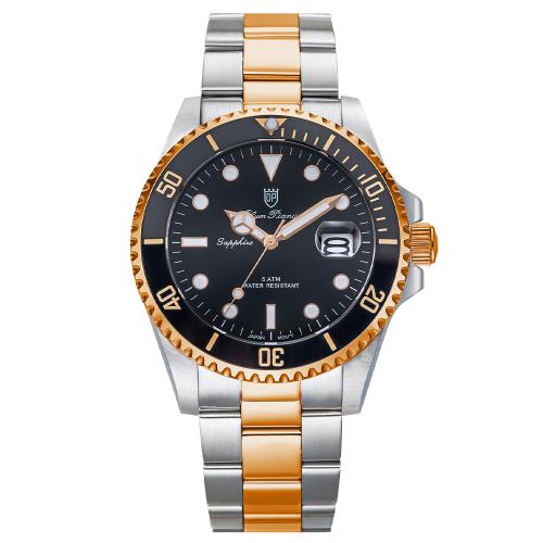 【Olym Pianus奧柏】水鬼豪邁霸氣超強夜光運動型石英腕錶 899831GSR 黑金