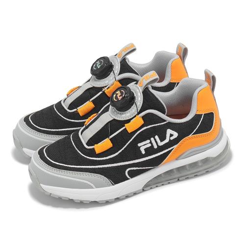 Fila 慢跑鞋 J814Z 大童 中童 小朋友 黑 灰 橘 旋鈕 氣墊 運動鞋 斐樂 3J814Z461