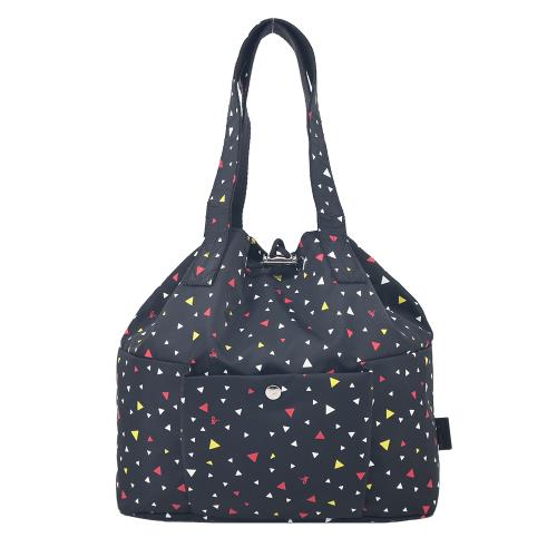 agnes b.三角形普普風束口手提包-黑