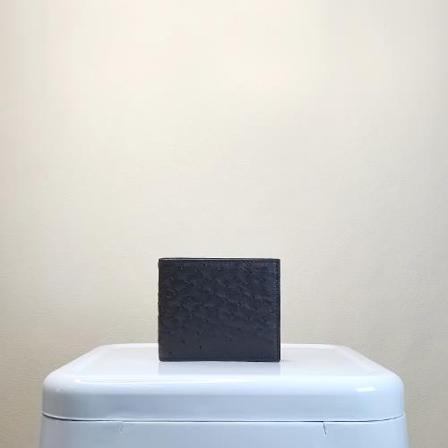 【M2nd】普爾琿鴕鳥皮雙折短夾(黑-T48A)