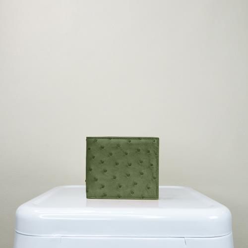 【M2nd】普爾琿鴕鳥皮雙折短夾(綠-T48A)